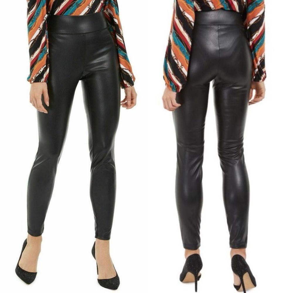 INC NEW Womens Faux Leather High Rise Pull On Skinny Pants Leggings Sz 4